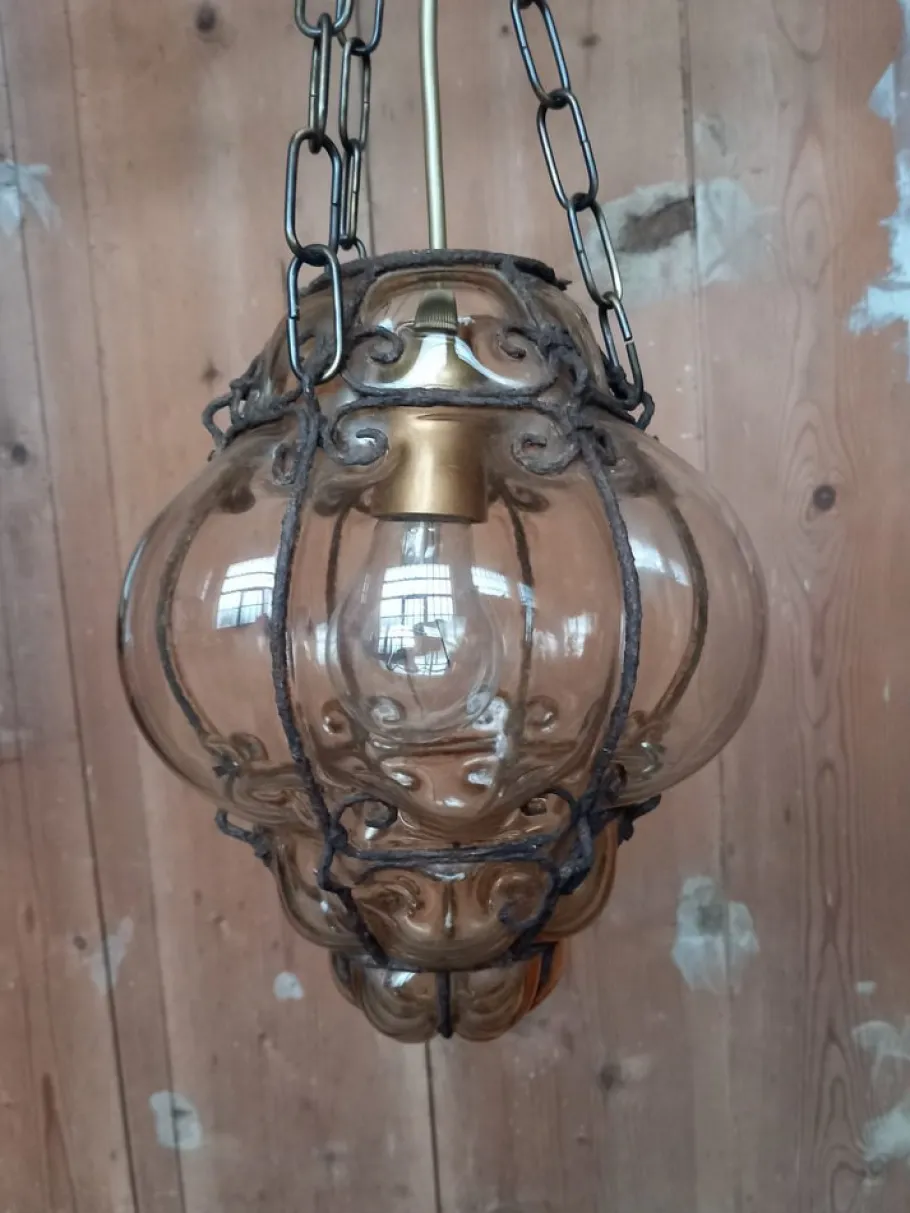 Hot Pamono Lantern Lamp in Blown Glass, Venice, Italy