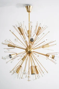 Best Pamono Large 24 Karat Gold-Plated Snowflake Pendant Lamp by Emil Stejnar for Rupert Nikoll, Vienna, Austria, 1960s