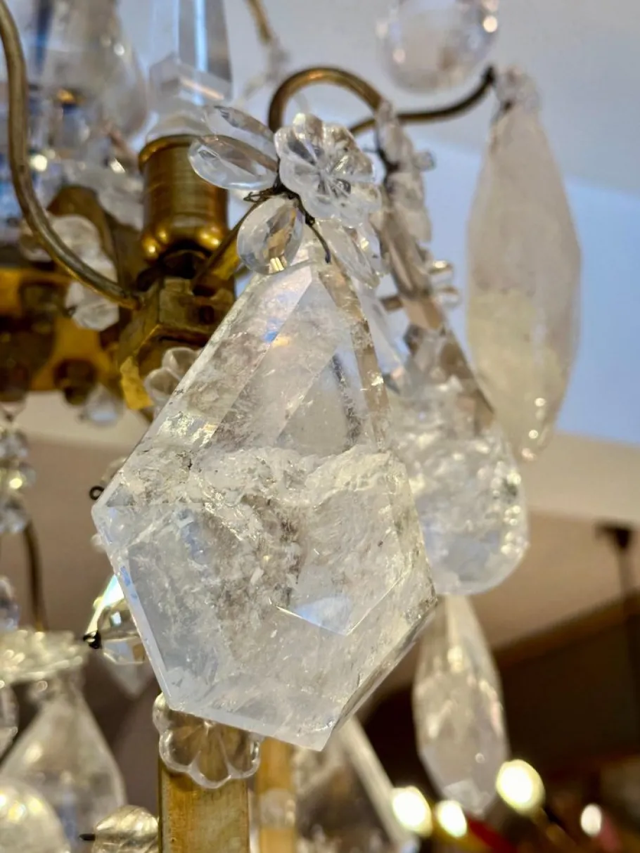 Online Pamono Large Antique French Rock Crystal and Gilt Bronze Chandelier