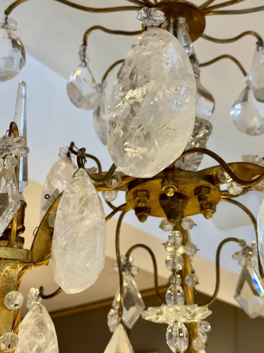 Online Pamono Large Antique French Rock Crystal and Gilt Bronze Chandelier