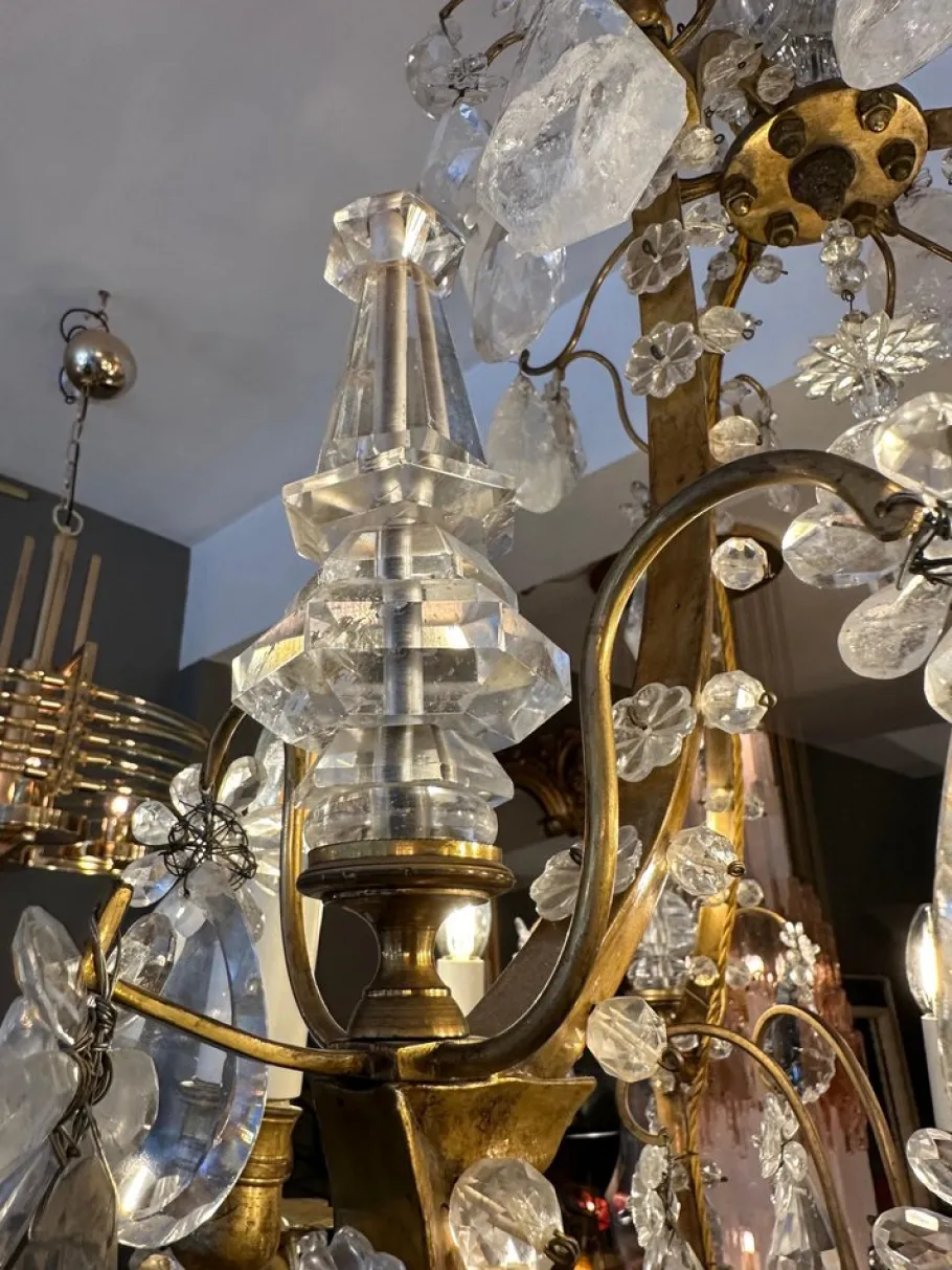Online Pamono Large Antique French Rock Crystal and Gilt Bronze Chandelier