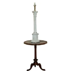 Best Pamono Large Antique Italian Corinthian Pillar Side Table Lamp in Carrara Marble