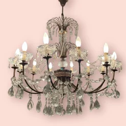 Hot Pamono Large Antique Murano Glass Macaroni Chandelier, 1940s