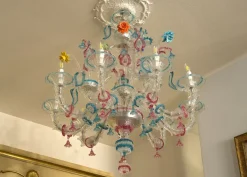 Online Pamono Large Antique Murano 9-Light Chandelier in Blown Glass, 1900s