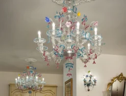 Online Pamono Large Antique Murano 9-Light Chandelier in Blown Glass, 1900s