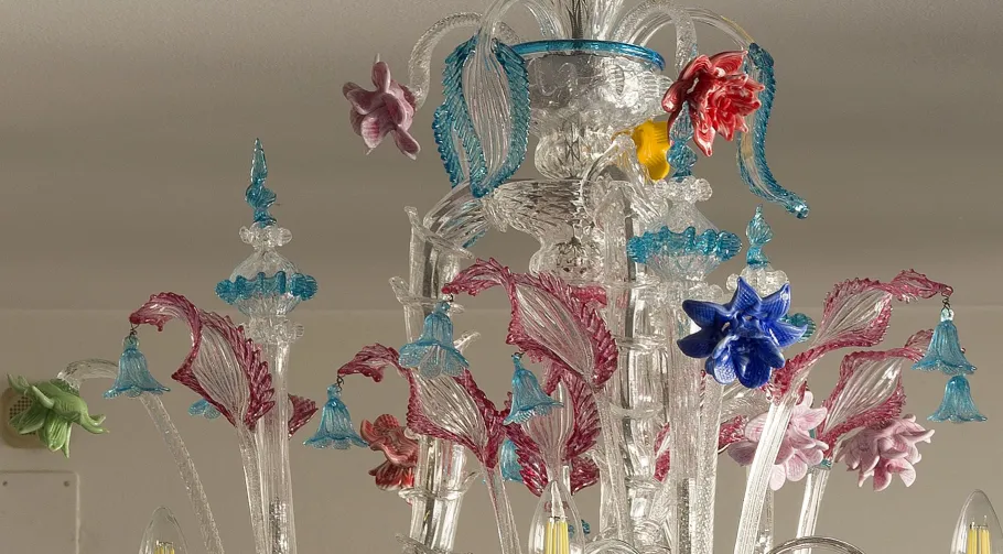 Online Pamono Large Antique Murano 9-Light Chandelier in Blown Glass, 1900s