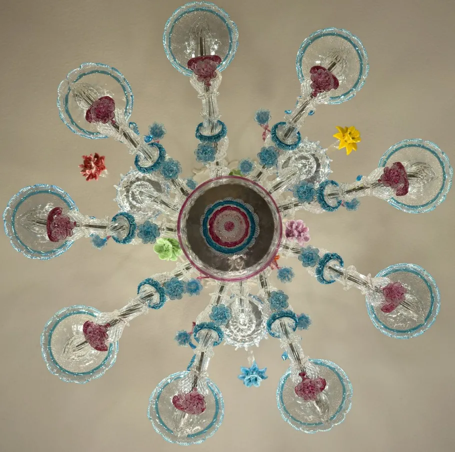 Online Pamono Large Antique Murano 9-Light Chandelier in Blown Glass, 1900s