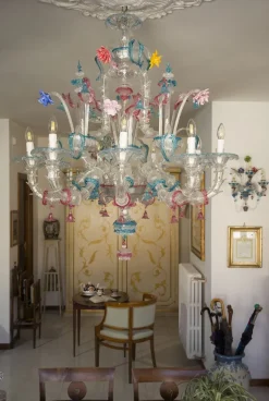 Online Pamono Large Antique Murano 9-Light Chandelier in Blown Glass, 1900s