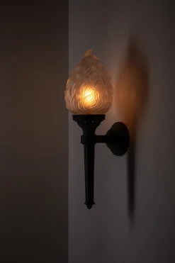 Online Pamono Large Antique Verdigris Bronze Torchiere Wall Lamps, 1890s, Set of 2