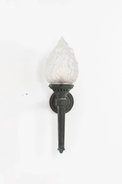 Online Pamono Large Antique Verdigris Bronze Torchiere Wall Lamps, 1890s, Set of 2