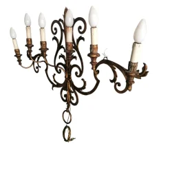 Best Pamono Large Antique Wall Light in Wrought Iron, 1890s