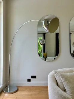 Outlet Pamono Large Arched Floor Lamp in Chromed Metal, 1970