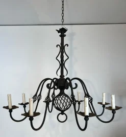 Sale Pamono Large 8-Arm Wrought Iron Chandelier