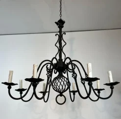 Sale Pamono Large 8-Arm Wrought Iron Chandelier
