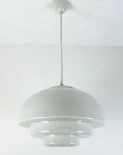 Best Pamono Large Art Deco Bauhaus Glass Pendant Light by August Walther & Sons, 1930s