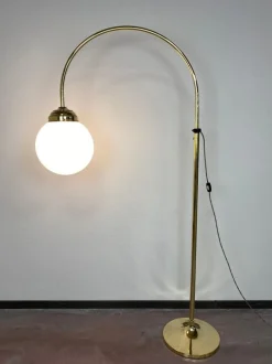 New Pamono Large Art Deco Brass Floor Lamp, 1930s