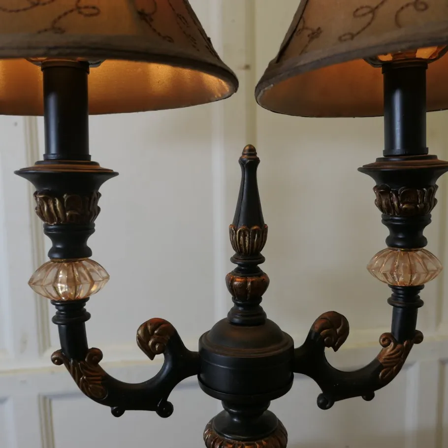 Discount Pamono Large Art Deco Hollywood Regency Twin Table Lamps, 1970s, Set of 2