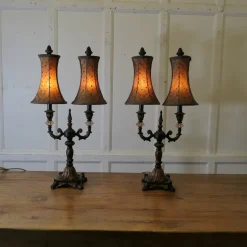 Discount Pamono Large Art Deco Hollywood Regency Twin Table Lamps, 1970s, Set of 2