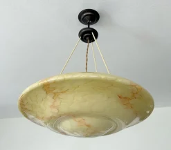 New Pamono Large Art Deco Pendant Light in Marble Glass, 1930s