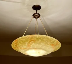 New Pamono Large Art Deco Pendant Light in Marble Glass, 1930s