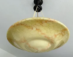 New Pamono Large Art Deco Pendant Light in Marble Glass, 1930s