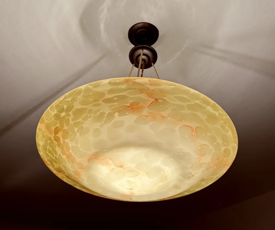 New Pamono Large Art Deco Pendant Light in Marble Glass, 1930s