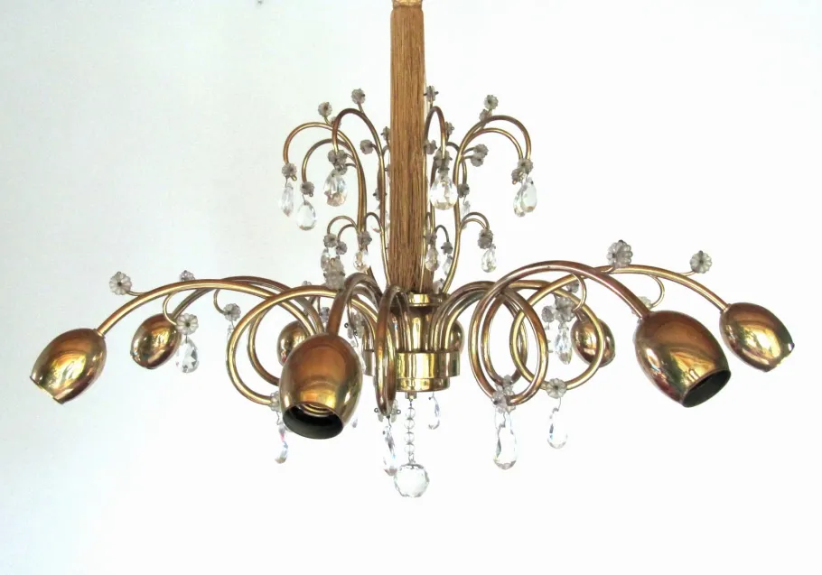 Clearance Pamono Large Austrian Art Deco Chandelier from J&L Lobmeyr