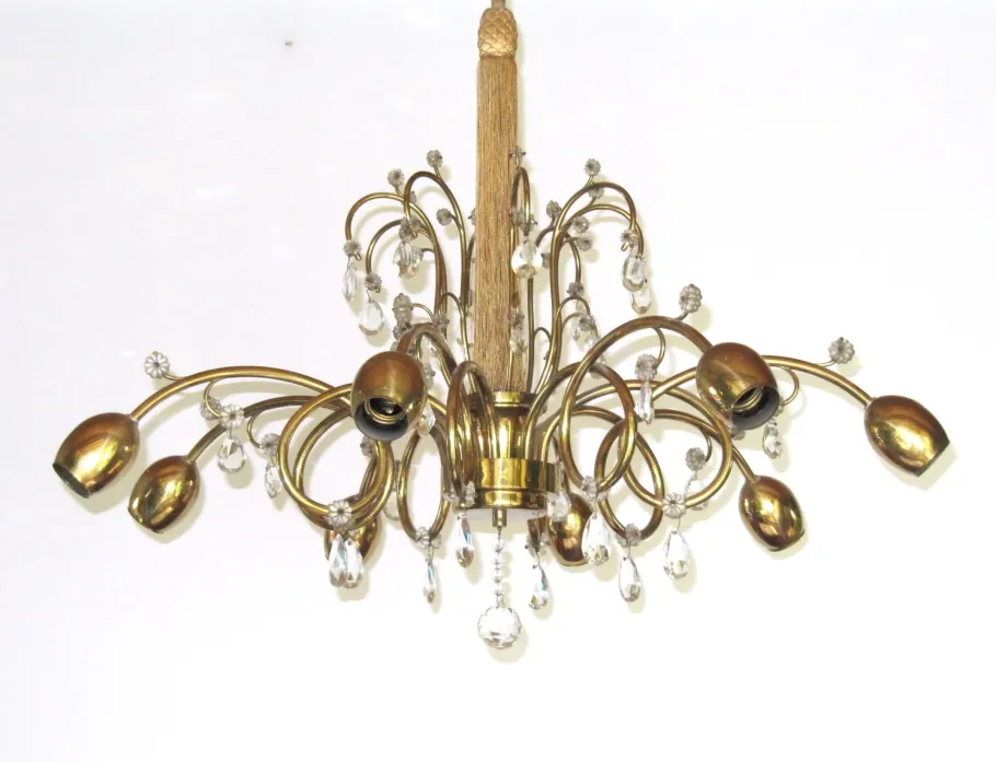 Clearance Pamono Large Austrian Art Deco Chandelier from J&L Lobmeyr