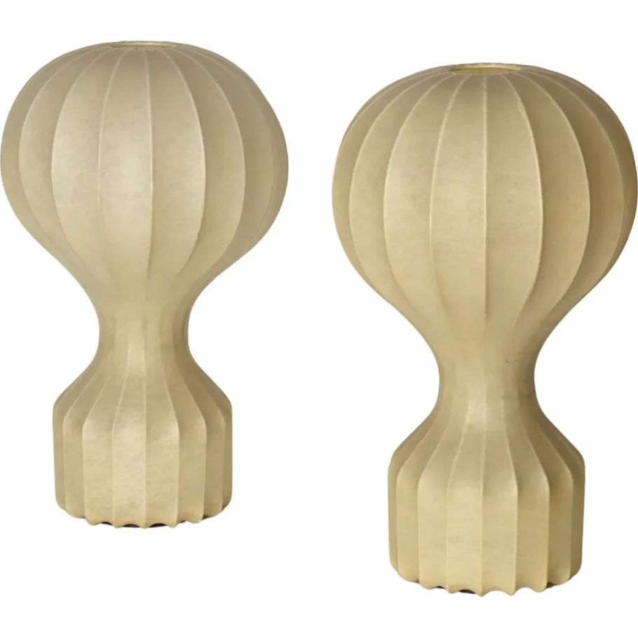 Outlet Pamono Large Beige Gatto Cocoon Table Lamps attributed to Castiglioni for Flos, Italy, 1960s, Set of 2