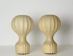 Outlet Pamono Large Beige Gatto Cocoon Table Lamps attributed to Castiglioni for Flos, Italy, 1960s, Set of 2