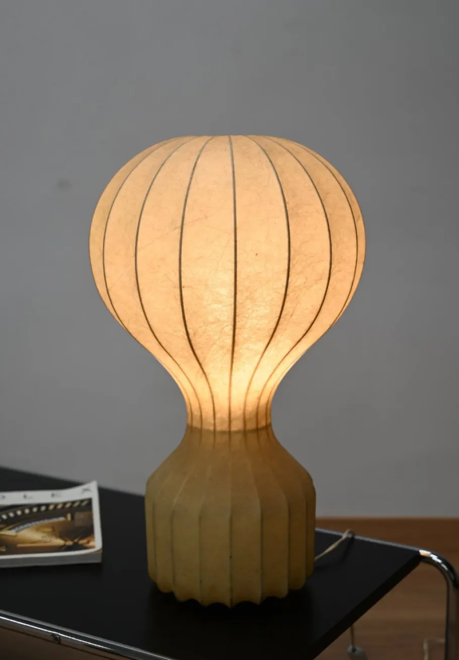 Outlet Pamono Large Beige Gatto Cocoon Table Lamps attributed to Castiglioni for Flos, Italy, 1960s, Set of 2