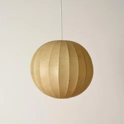 Discount Pamono Large Beige Round Cocoon Pendant Light by Achille Castiglioni for Hille, Italy, 1960s