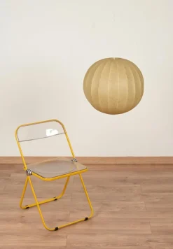 Discount Pamono Large Beige Round Cocoon Pendant Light by Achille Castiglioni for Hille, Italy, 1960s
