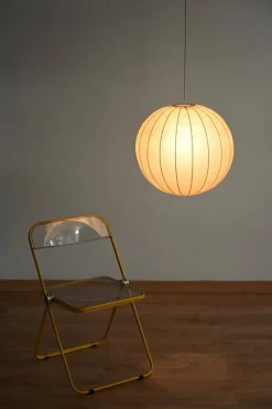 Discount Pamono Large Beige Round Cocoon Pendant Light by Achille Castiglioni for Hille, Italy, 1960s