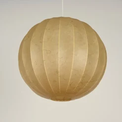 Discount Pamono Large Beige Round Cocoon Pendant Light by Achille Castiglioni for Hille, Italy, 1960s