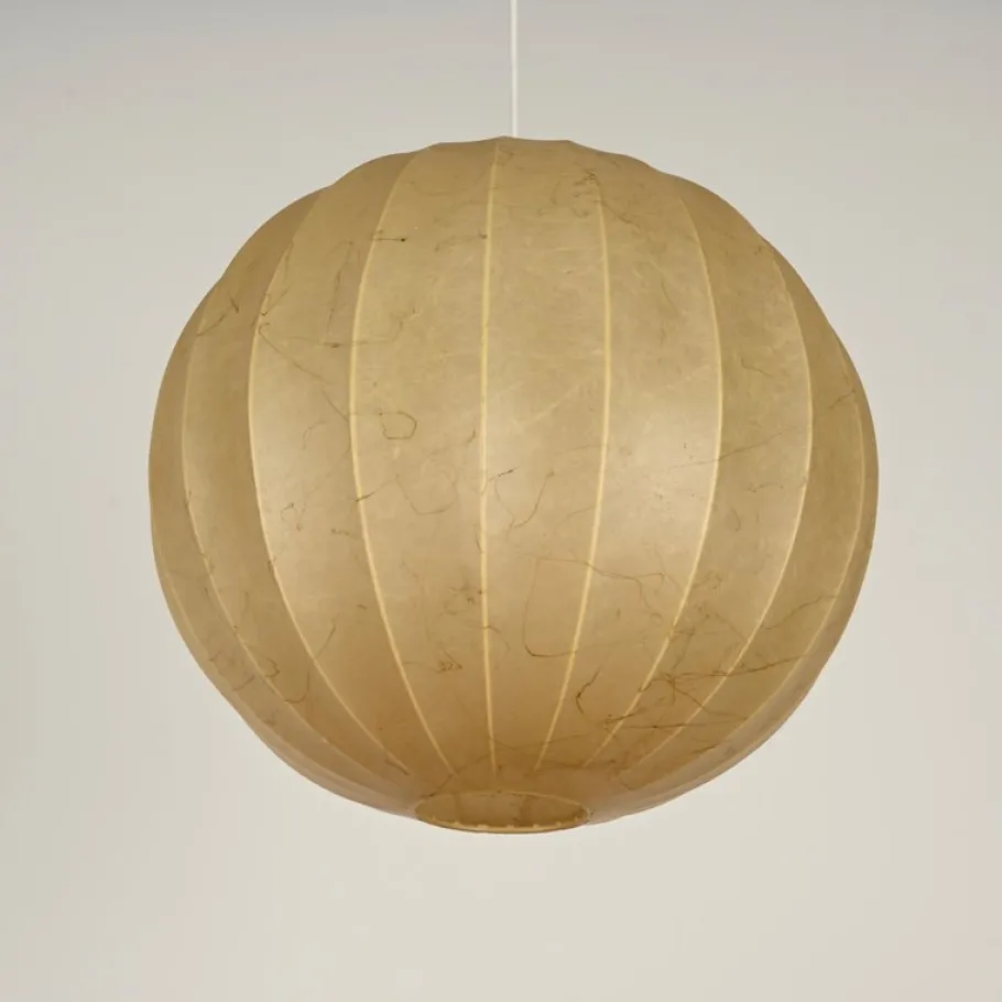 Discount Pamono Large Beige Round Cocoon Pendant Light by Achille Castiglioni for Hille, Italy, 1960s