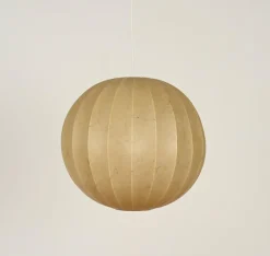 Discount Pamono Large Beige Round Cocoon Pendant Light by Achille Castiglioni for Hille, Italy, 1960s