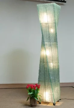 Clearance Pamono Large Belgium Brutalist Floor Lamp in Hand-Tied Glass in the style of Pia Manu, 1970s