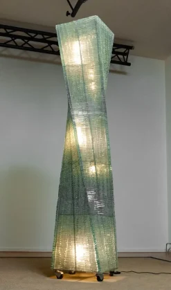 Clearance Pamono Large Belgium Brutalist Floor Lamp in Hand-Tied Glass in the style of Pia Manu, 1970s