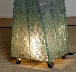 Clearance Pamono Large Belgium Brutalist Floor Lamp in Hand-Tied Glass in the style of Pia Manu, 1970s