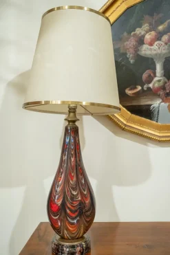 Pamono Large Blown Glass Table Lamps, Venice, Italy, Early 1900s, Set of 2