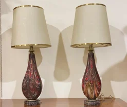 Pamono Large Blown Glass Table Lamps, Venice, Italy, Early 1900s, Set of 2
