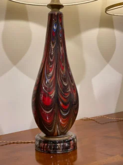 Pamono Large Blown Glass Table Lamps, Venice, Italy, Early 1900s, Set of 2