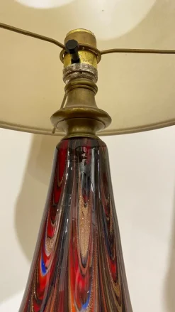 Pamono Large Blown Glass Table Lamps, Venice, Italy, Early 1900s, Set of 2