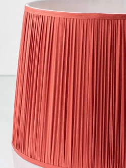 Sale Pamono Large Blue and White Hand-Painted Table Lamp with New Terracotta Silk Lampshade from Royal Delft, 1948