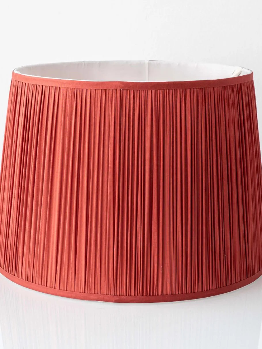 Sale Pamono Large Blue and White Hand-Painted Table Lamp with New Terracotta Silk Lampshade from Royal Delft, 1948