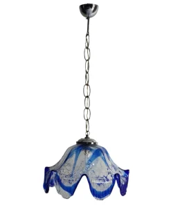New Pamono Large Blue Murano Glass Pendant Lamp attributed to Mazzega, 1970s