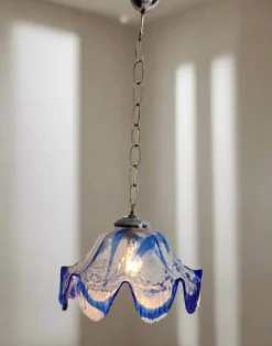 New Pamono Large Blue Murano Glass Pendant Lamp attributed to Mazzega, 1970s