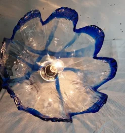 New Pamono Large Blue Murano Glass Pendant Lamp attributed to Mazzega, 1970s