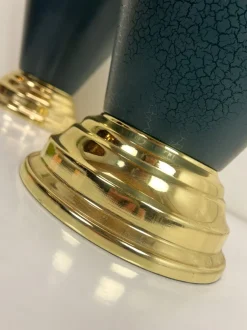 Pamono Large Brass & Metal Vase Table Lamps, Netherlands, 1970s, Set of 2